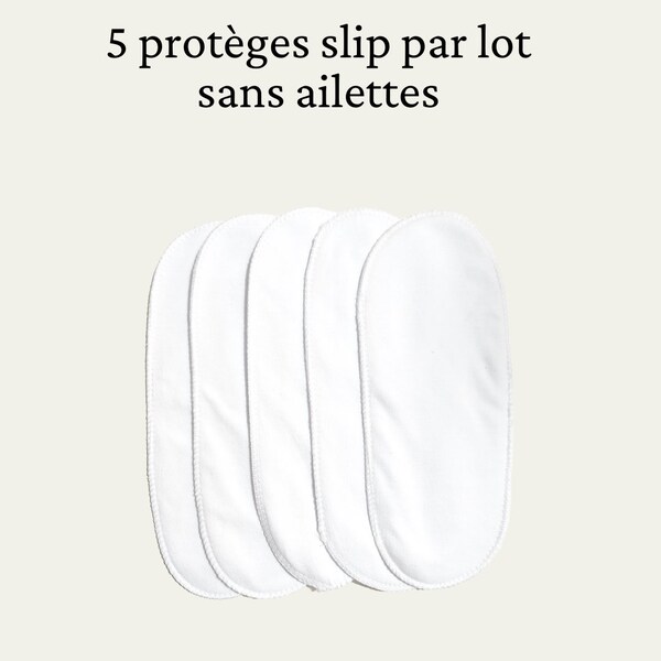 Lot de 5 protège slips lavables sans ailettes (100% Coton, divers tailles)