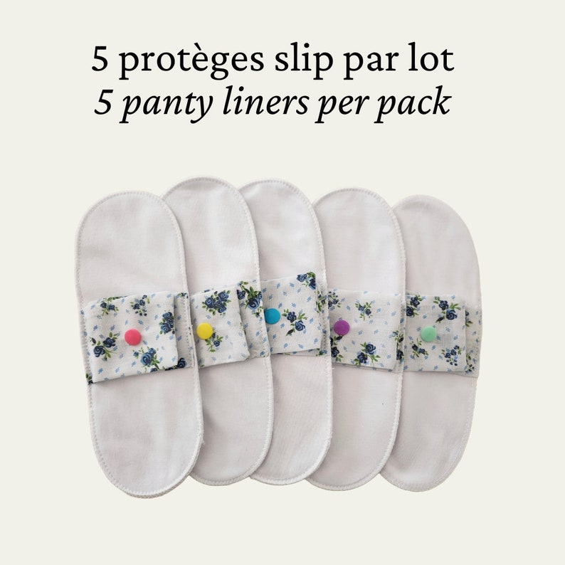 Handmade in France. Pack of 5 washable 100% cotton panty liners image 6