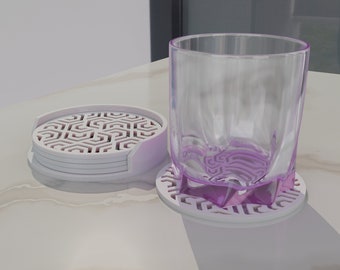 Minimalism  Modern / Coaster Set with Holder / Perfect as a Gift