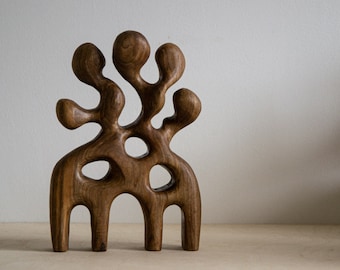 Contemporary wooden sculpture, Interior abstract art , Modern organic sculpture, elegant decorative wood sculpture , unique art object
