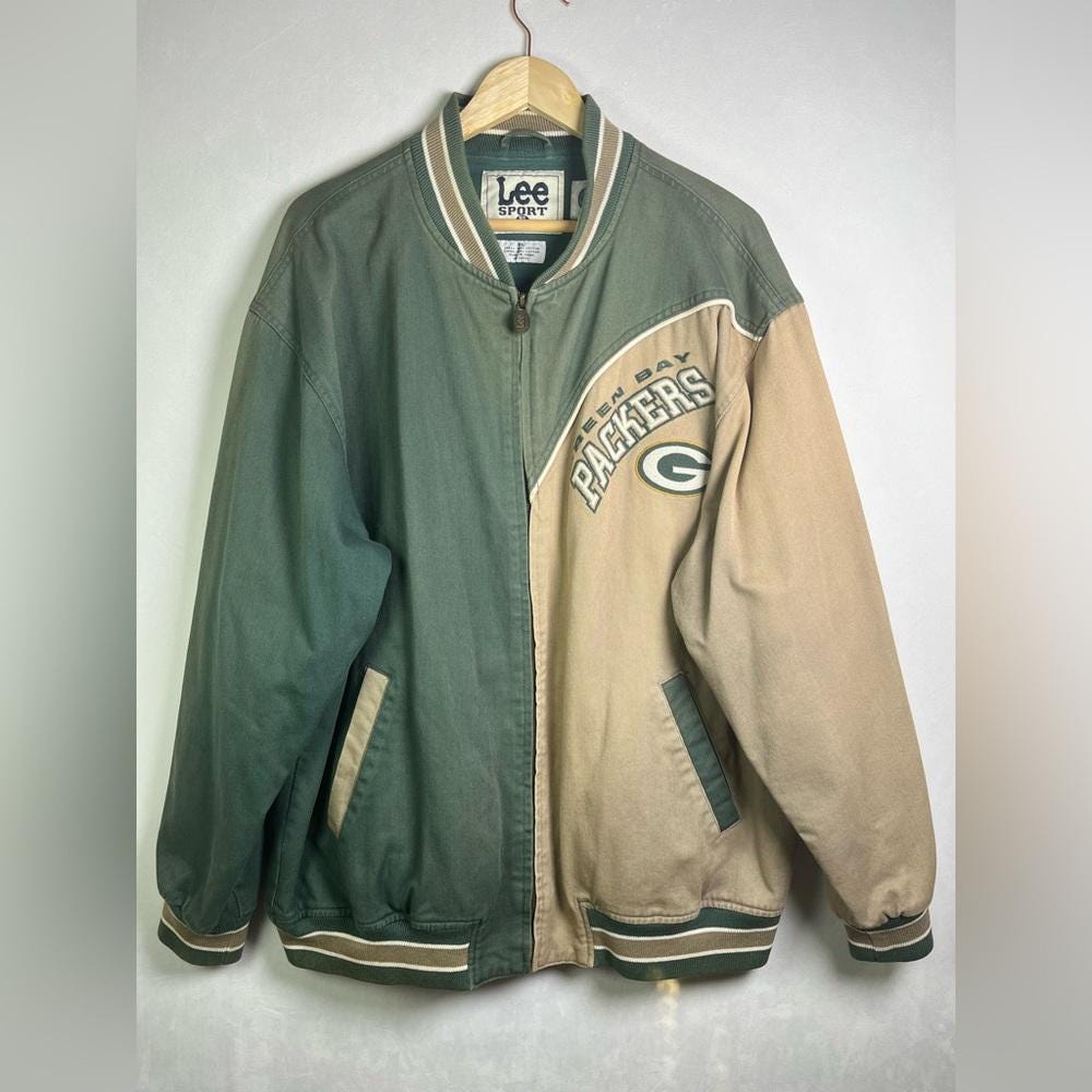 Vintage Lee Sport Men Green Bay Packers Colorblock Bomber Jacket