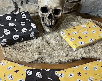 Inpakpapier dubbelzijdig SKULL Skull Halloween Dia de los Muertos - Kerst Verjaardag Gothic Biker 42 x 59 cm Opbergruimte