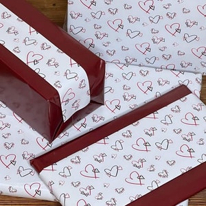 5x Geschenkpapier Set doppelseitig mit HERZEN ROT - Geschenk Frau Weihnachten Geburt Geburtstag Taufe Verlobung Hochzeit Aufbewahrung Buch