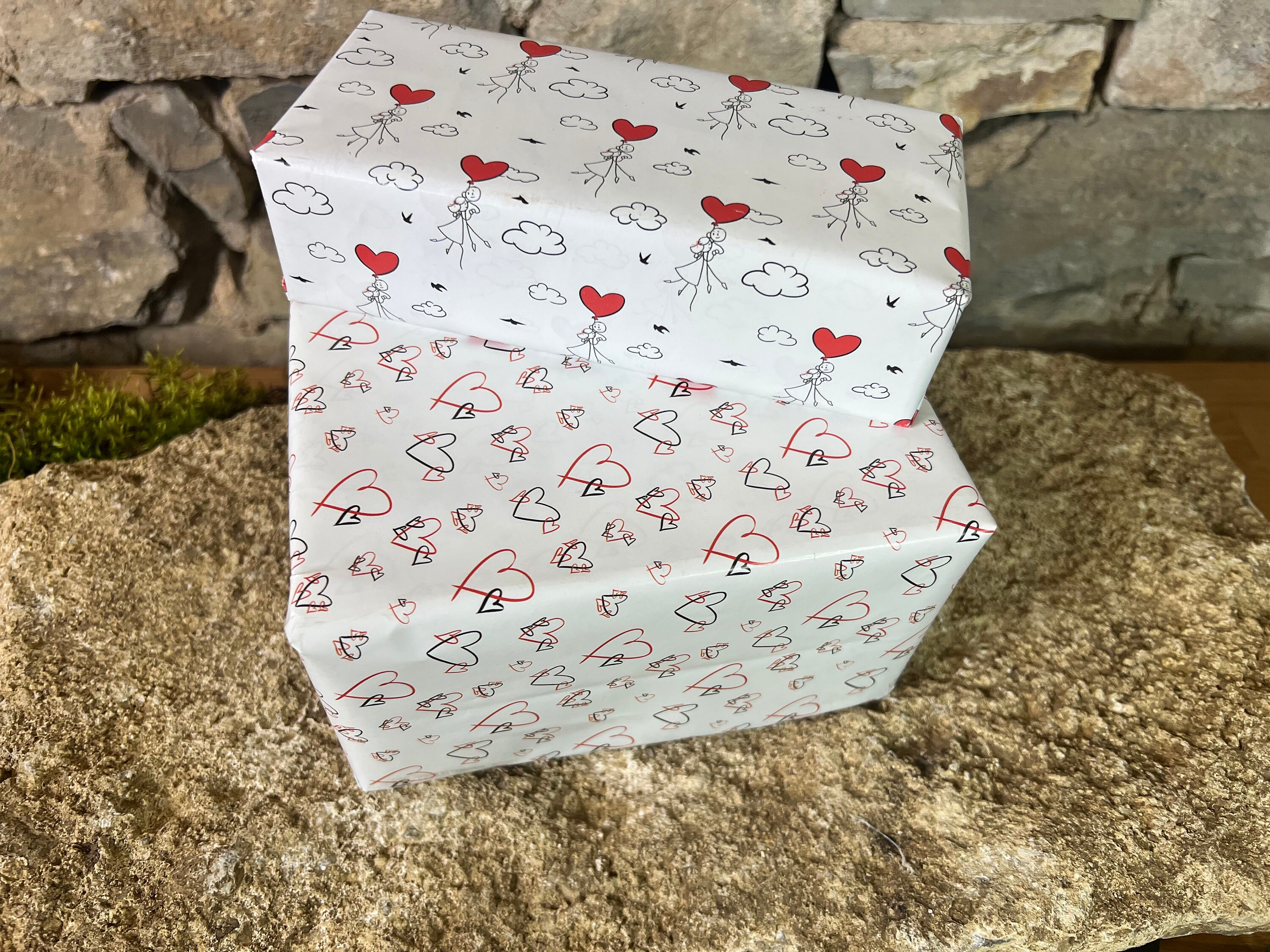  Valentines Wrapping Paper,6 Sheets 6 Designs Funny Kiss Love  Heart Gift Wrapping Paper Adult,Black Pink White Red Gift Wrap Paper Whit 2  Rolls Ribbons For Valentine's Day Wedding Birthday Holiday 