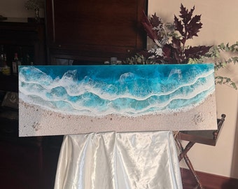 Resin ocean painting, Beach resin art, Resin wall art, 3D resin ocean painting, Nautical beach decor, Epoxy beach art, Wall decor bathroom