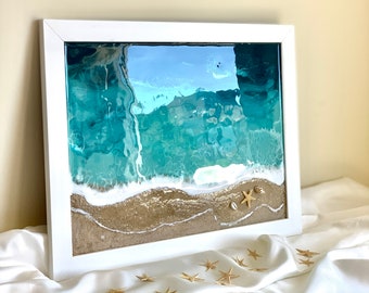 3D Wave Painting | Resin Ocean Art | Fluid Wall Art | Seascape with Sand | Beach Wall Art | Maldives Art | Original Art XL| Gift wall art