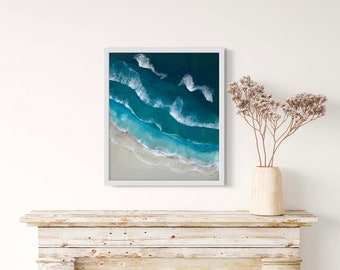 Pintura resina océano | Arte resina paisaje marino | Pintura de playa | Arte fluido | Pintura personalizada | Arte de resina océano playa