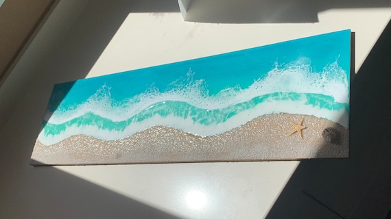 Resin Painting | 3D Seascape Beach Home Decor (23.5x7 in)