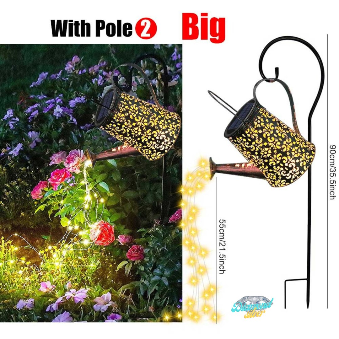 Outdoor Solar Garden Watering Can With Lights for Pathway Etsy