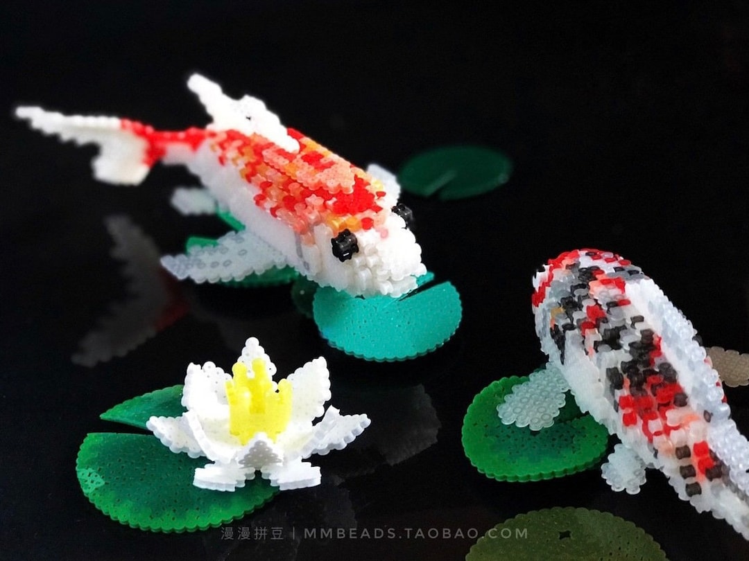 Fish Chain Perler Pattern Koi Fish 3D Perler Pattern Tutorial - Etsy
