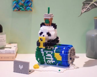 Sprite Soda Panda 3D Perler Perle Muster Tutorial