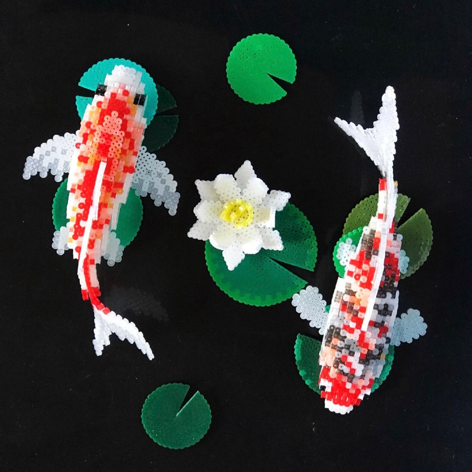 Fish Chain Perler Pattern Koi Fish 3D Perler Pattern Tutorial - Etsy