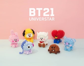 Set of 7 - BT21 Koya RJ Shooky Mang Chimmy Tata Cooky 3D Perler