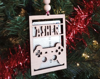 Personalized Gamer Gift Card Holder - Custom Wood laser cut Ornament