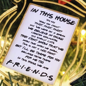 2 layer FRIENDS ornament, chandler bing, I'll be there for you, acrylic gold frame ornament