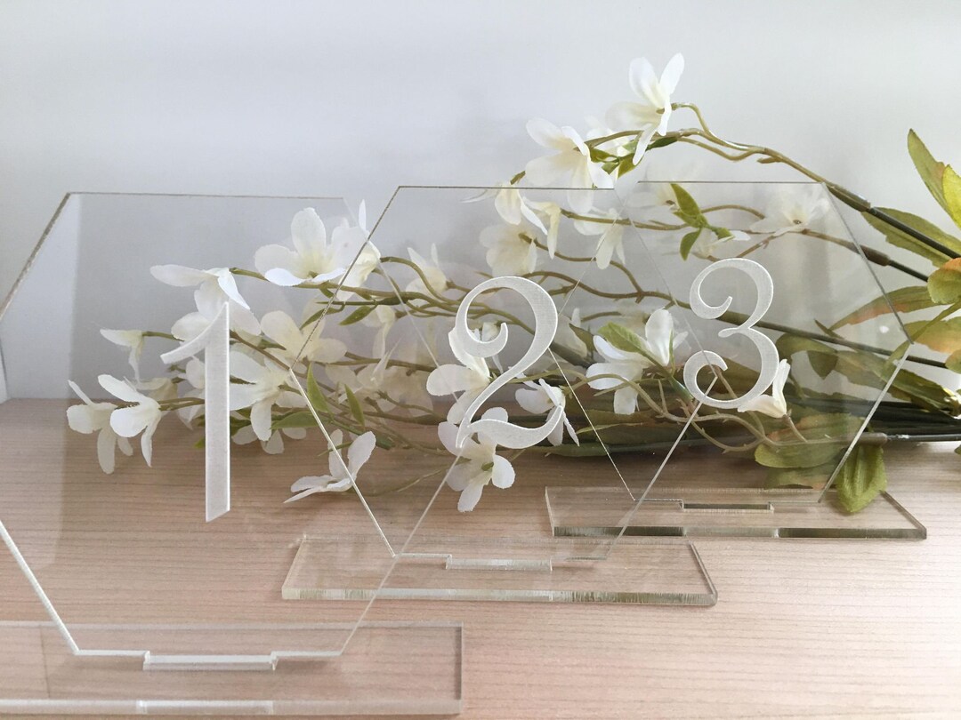 Clear Acrylic Engraved Table Numbers - Wedding Reception - Event Decor ...