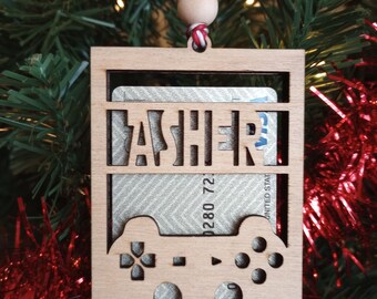 Personalized Gamer Gift Card Holder - Custom Wood laser cut Ornament