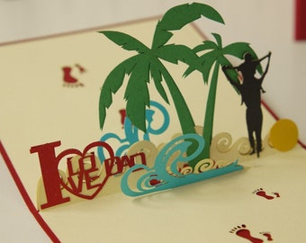 I Love Dad - Pop Up 3D Card Biglietto di compleanno per la festa del papà