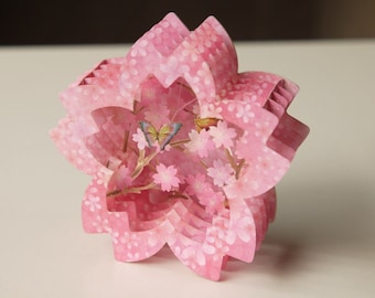 Sakura and Batterfly - Pop Up 3D Card Anniversary Valentine's Day Birthday Card