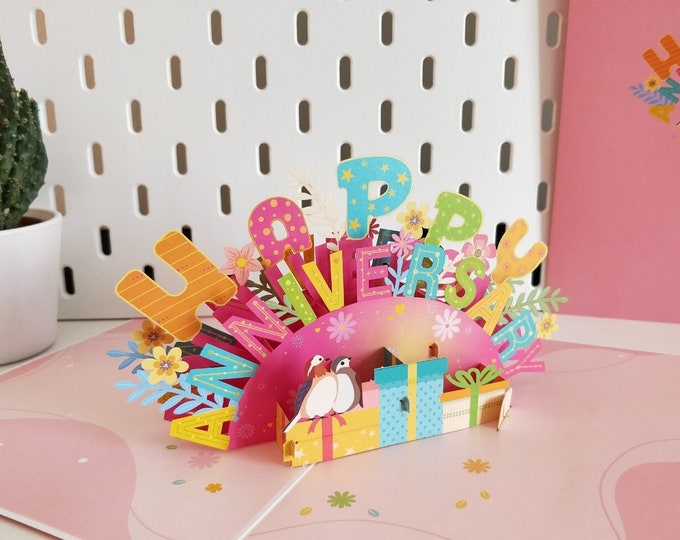 WRAPAHOLIC 3D Pop-up-Geburtstagskarte – Einhorn Mit Regenbogen & Glitzerwolken, 15 X 20 Cm, Inkl. Umschlag