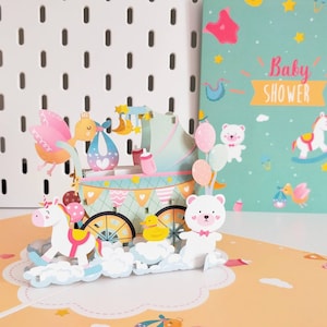 Heel schattig nieuw babythema: pop-up 3D-wenskaart voor nieuwe baby