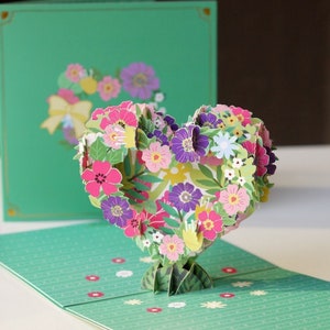 Floral Wreath Pop Up 3D Thank You Mum Card, Heart-shaped Greeting Cards from Daughter & Son, The Tree of Flowers Thank You Gift