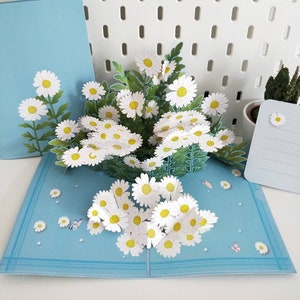 Daisy - Tarjeta emergente 3D Día de la Madre Cumpleaños San Valentín Aniversario de boda Gracias Que te mejores Recuerdo Las flores durarán todo el año