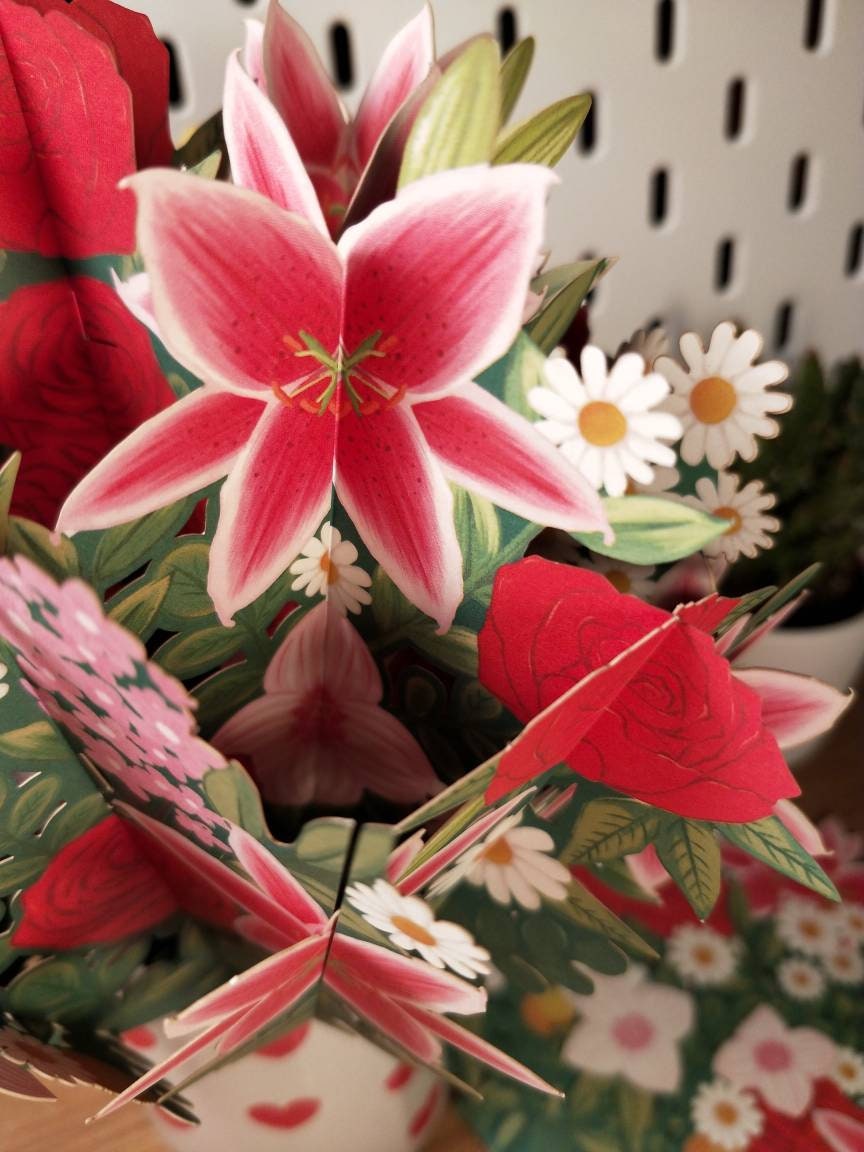Cherry Bouquet - Pop Up 3D Card Father&#39;s Mother’s Day Birthday Valentines Wedding Anniversary Thank You Keepsake Blossoms will Last All Year