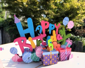 Foto personalizada de feliz cumpleaños, cualquier edad, tarjeta de felicitación emergente 3D para cumpleaños, regalo de recuerdo DIY unisex