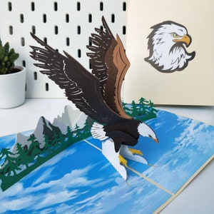 Eagle Flying- Pop Up 3D Greeting Card for Fun Birthday Father's Day Congratulations Get Well Retirement All Occasions Card for Dad Him