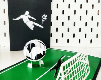 Gol de Futebol - Cartão Pop-up 3D para Aniversário Divertido, Dia dos Pais, Ideia de Presente para Amantes de Futebol, Ocasiões Especiais
