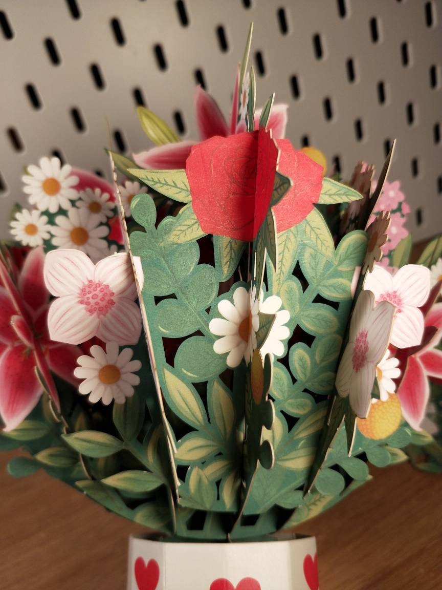 Cherry Bouquet - Pop Up 3D Card Father&#39;s Mother’s Day Birthday Valentines Wedding Anniversary Thank You Keepsake Blossoms will Last All Year