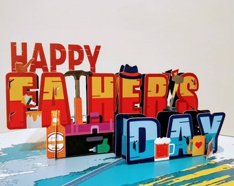 Buona festa del papà - Biglietto pop-up 3D, Biglietto per la festa del papà, Biglietto per papà