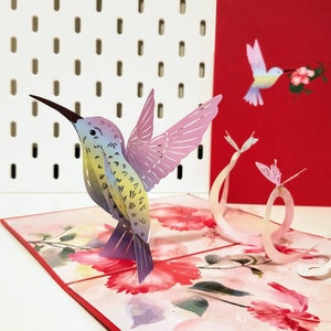 Kolibri und Schmetterlinge - Pop Up 3D Karte Grußkarte Spaß Geburtstag, besonderer Anlass, Kolibri Geschenkidee