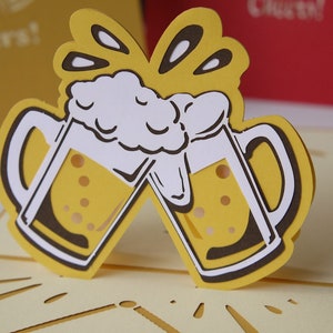 Cheers for Beer - Pop Up 3D Karte Grußkarte für Geburtstagskarte, Abschlussfeier, Hochzeit, Glückwunsch, Spaß