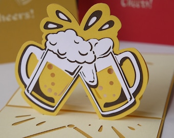 Cheers for Beer - Pop Up 3D Card Greeting Card for Birthday Card, Graduation, Wedding, Congratulation, Fun