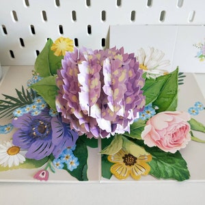 Grande ortensia - Biglietto pop-up 3D per la festa del papà, festa della mamma, compleanno, San Valentino, matrimonio, anniversario, tutte le occasioni, ricordo