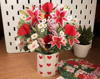 Bouquet di ciliegie - Biglietto pop-up 3D Festa del papà Festa della mamma Compleanno San Valentino Anniversario di matrimonio Grazie I fiori ricordo dureranno tutto l'anno