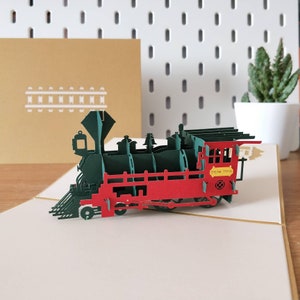 Tren de vapor personalizado para cualquier edad: tarjeta de felicitación 3D desplegable para el Día del Padre, cumpleaños divertidos y ocasiones especiales.