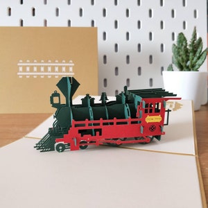 Steam Train Any Age Personalised - Pop Up 3D Greeting Card for Father's Day, Fun Birthday, Special Occasions