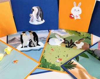 Animal Family - Pop Up 3D Card Duck Family Penguin Family Rabbit Family Elephant Family Anniversary Valentine's Day Birthday Mother's Day