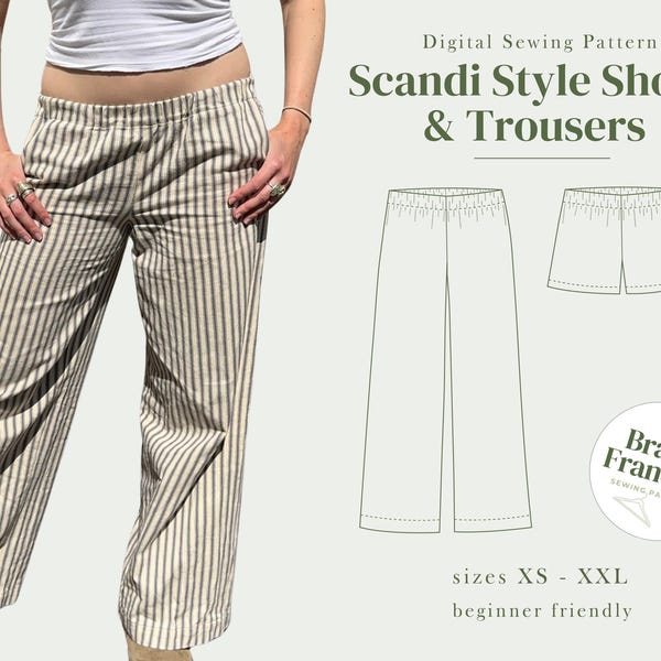 Scandi Style Shorts & Trousers Digital pdf Sewing Pattern // UK Size 6-20 // XS-XXL // Instant Download in 3 Printable Sizes