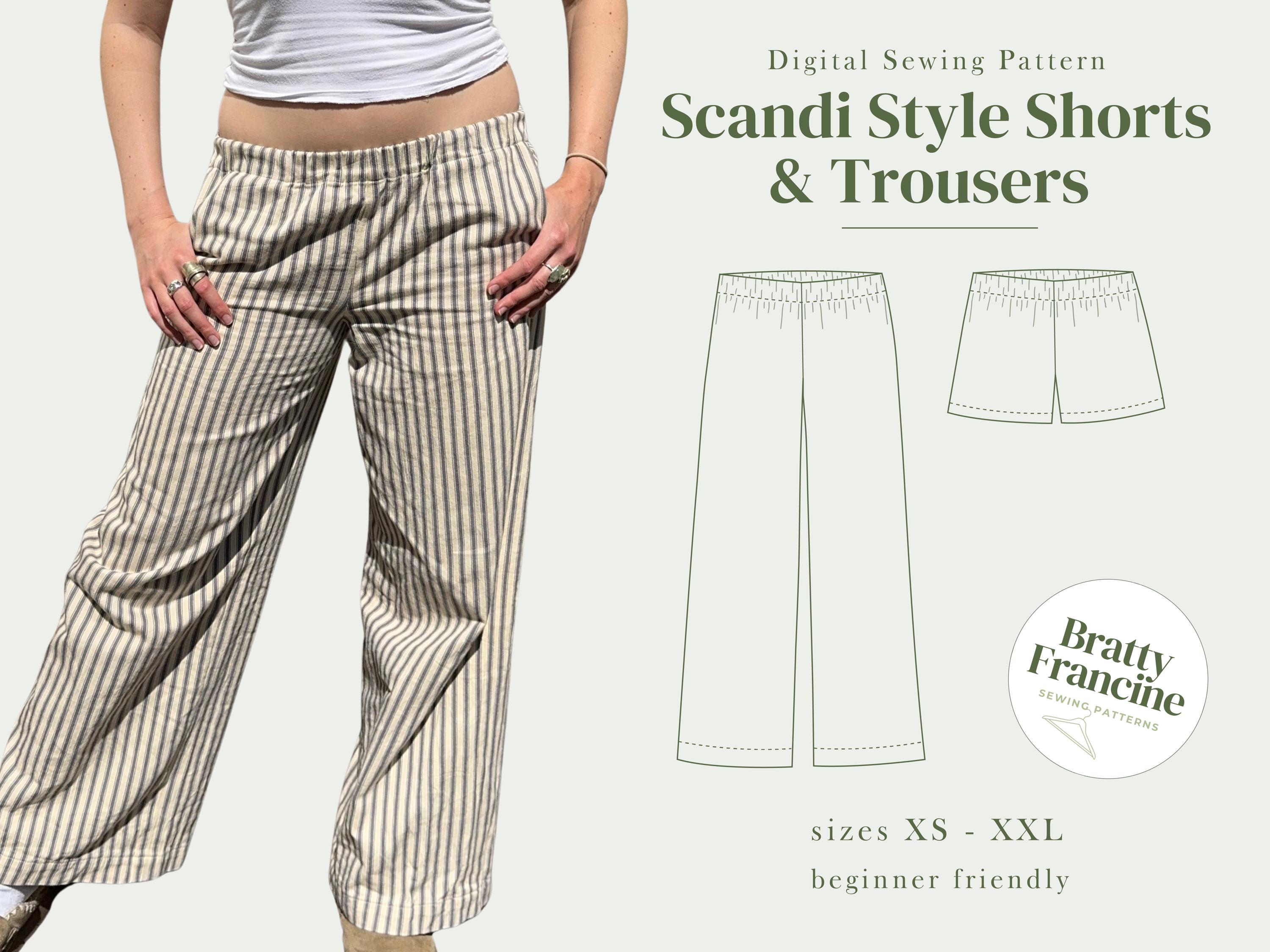 Scandi Style Shorts & Trousers Digital Pdf Sewing Pattern // UK