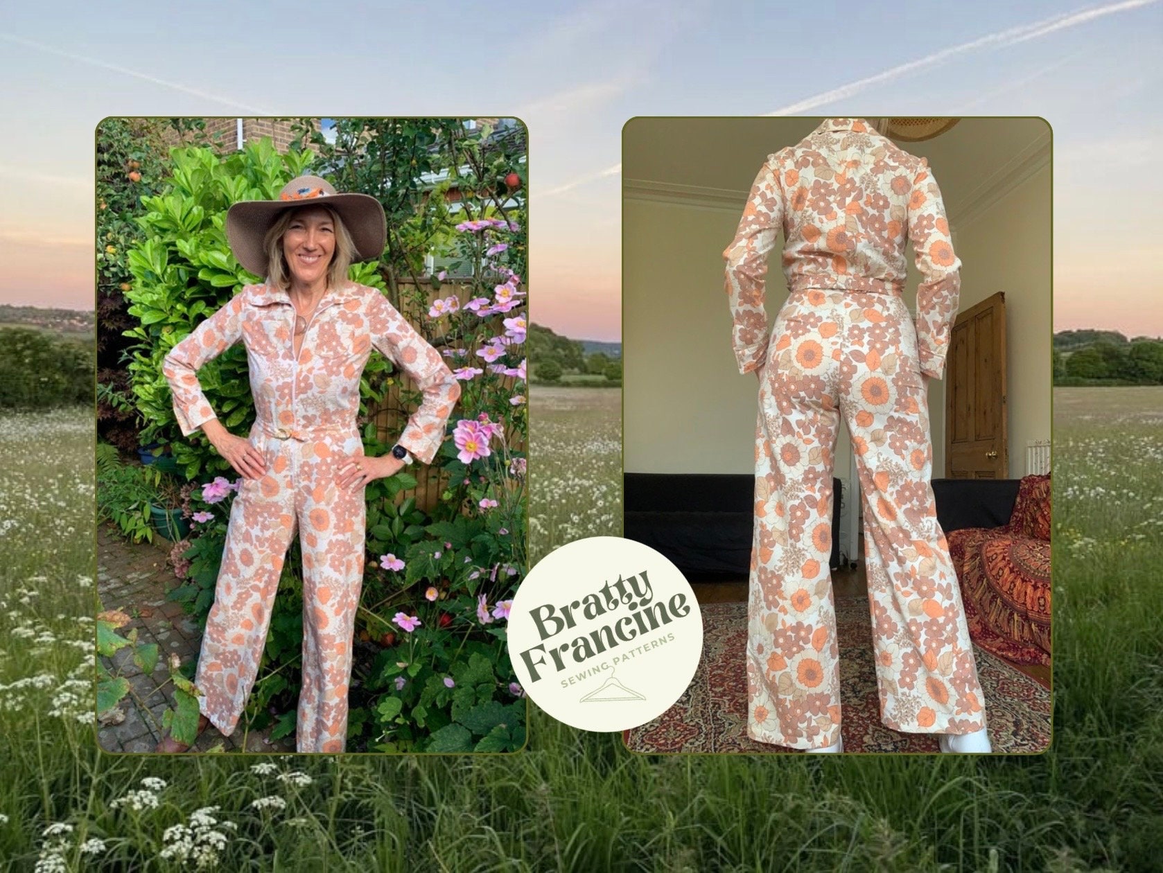 70s Style Jumpsuit Digital Pdf Sewing Pattern // UK Size 6-18 // XS-XL ...