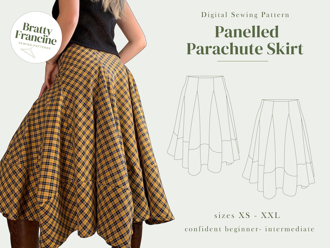 Panelled Parachute Skirt Digital Pdf Sewing Pattern // UK