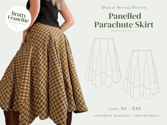 Panelled Parachute Skirt Digital Pdf Sewing Pattern // UK Size 6