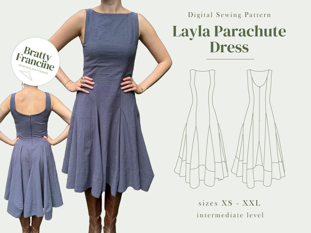 Layla Parachute Dress Digital Pdf Sewing Pattern // UK Size 6-20 // XS-XXL  // Instant Download in 3 Printable Sizes - Etsy