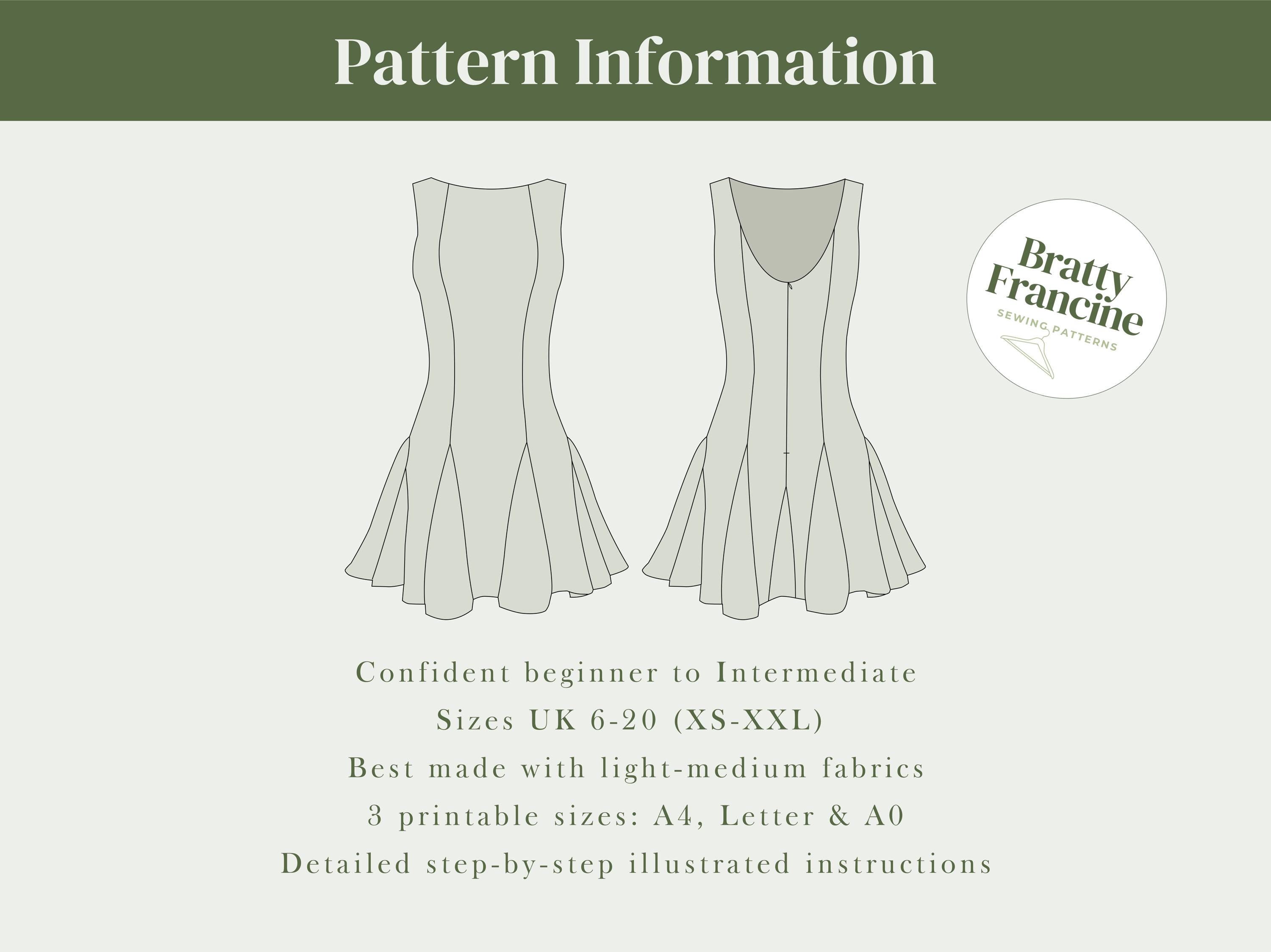 20+ Mini Dress Sewing Pattern Ruby Godet Mini Dress Digital Pdf Sewing Pattern // UK Size 6-20 // XS