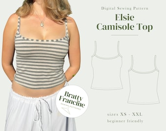Elsie Camisole Top Digital pdf Sewing Pattern // UK Size 6-20 // XS-XXL // Instant Download in 3 Printable Sizes