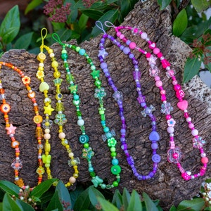 Cadena de perlas para teléfono móvil / arco iris / bricolaje / cadena de teléfono móvil de moda / resistente